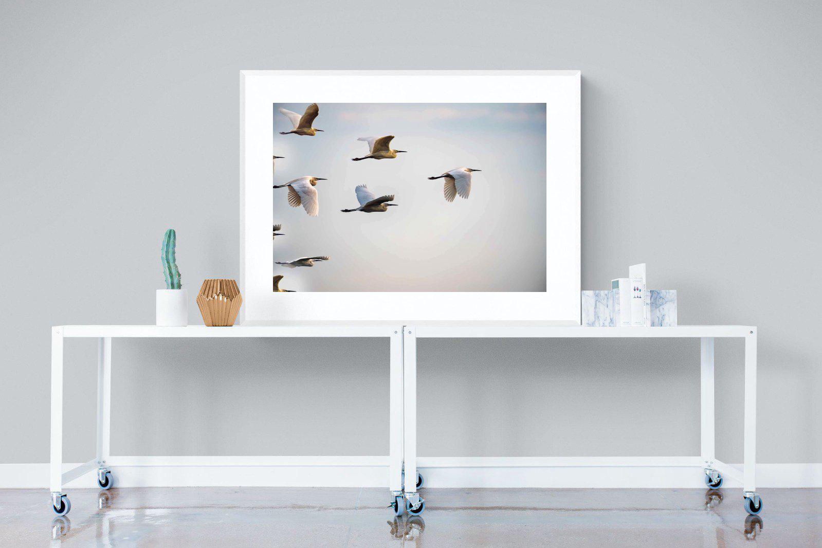 Flying V-Wall_Art-120 x 90cm-Framed Print-White-Pixalot