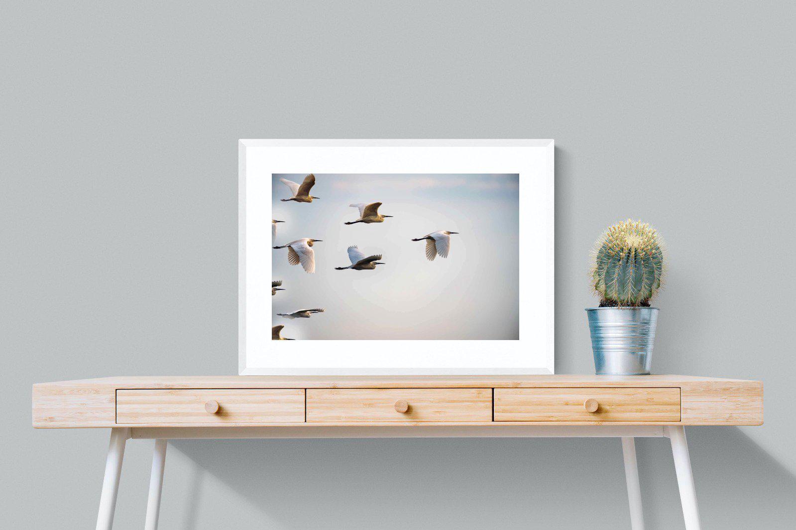 Flying V-Wall_Art-80 x 60cm-Framed Print-White-Pixalot