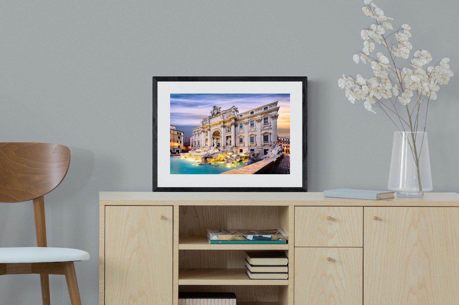 Fountain di Trevi-Wall_Art-60 x 45cm-Framed Print-Black-Pixalot