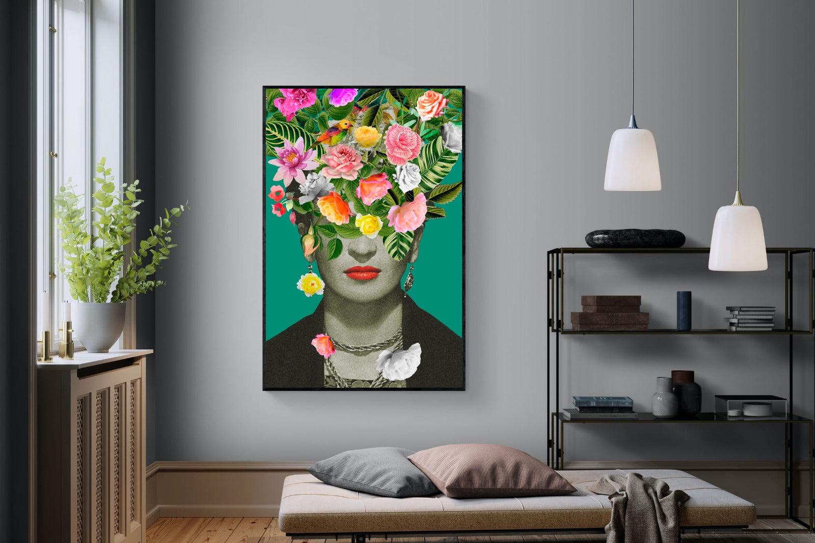 Frida Floral-Wall_Art-120 x 180cm-Mounted Canvas-Black-Pixalot