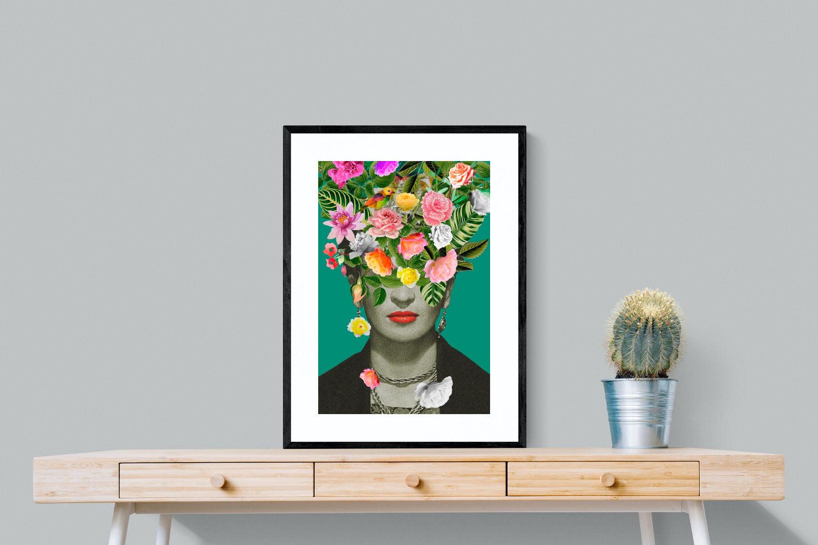 Frida Floral-Wall_Art-60 x 80cm-Framed Print-Black-Pixalot