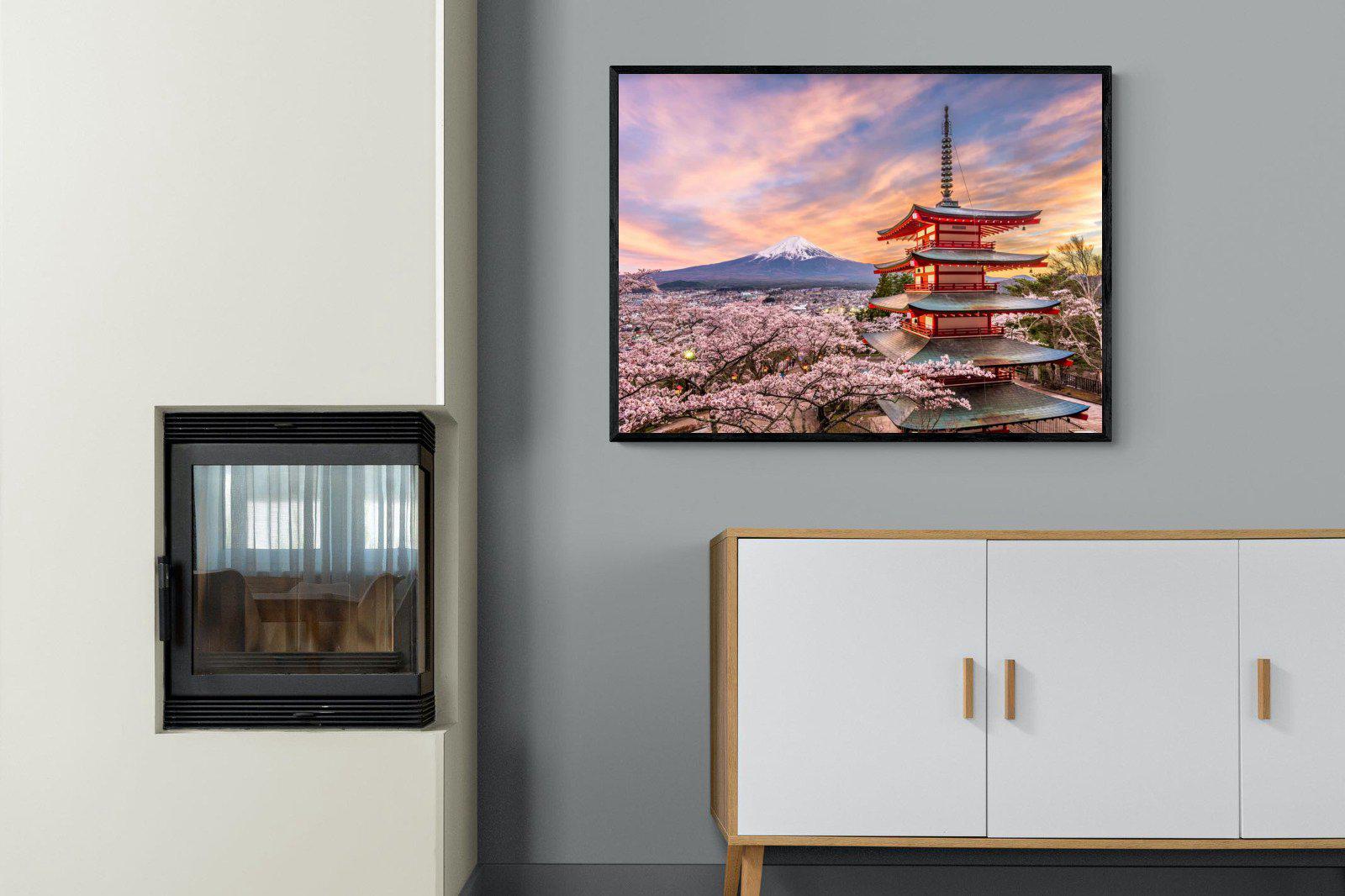 Fuji-Wall_Art-100 x 75cm-Mounted Canvas-Black-Pixalot