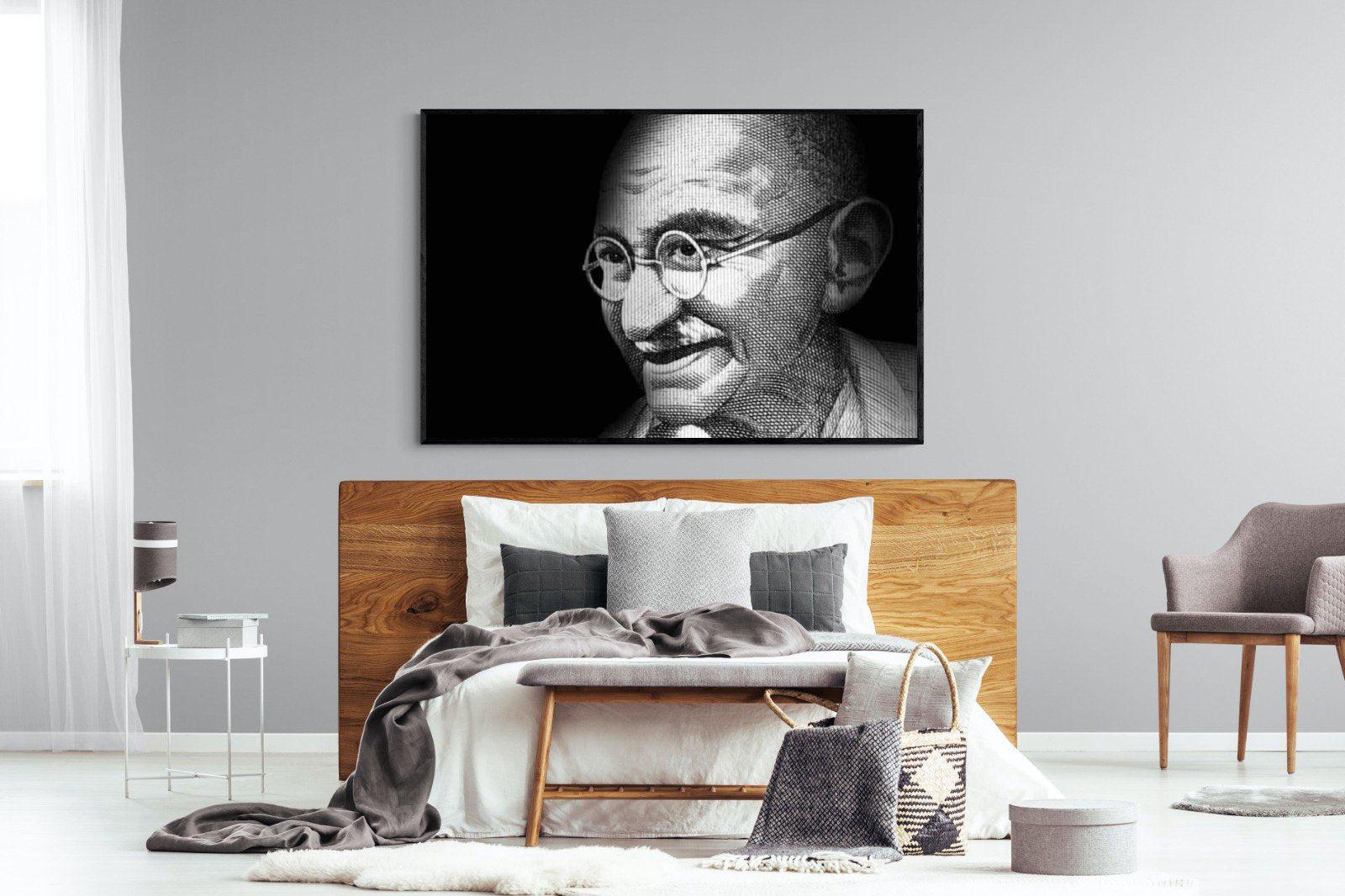 Ghandi-Wall_Art-150 x 100cm-Mounted Canvas-Black-Pixalot