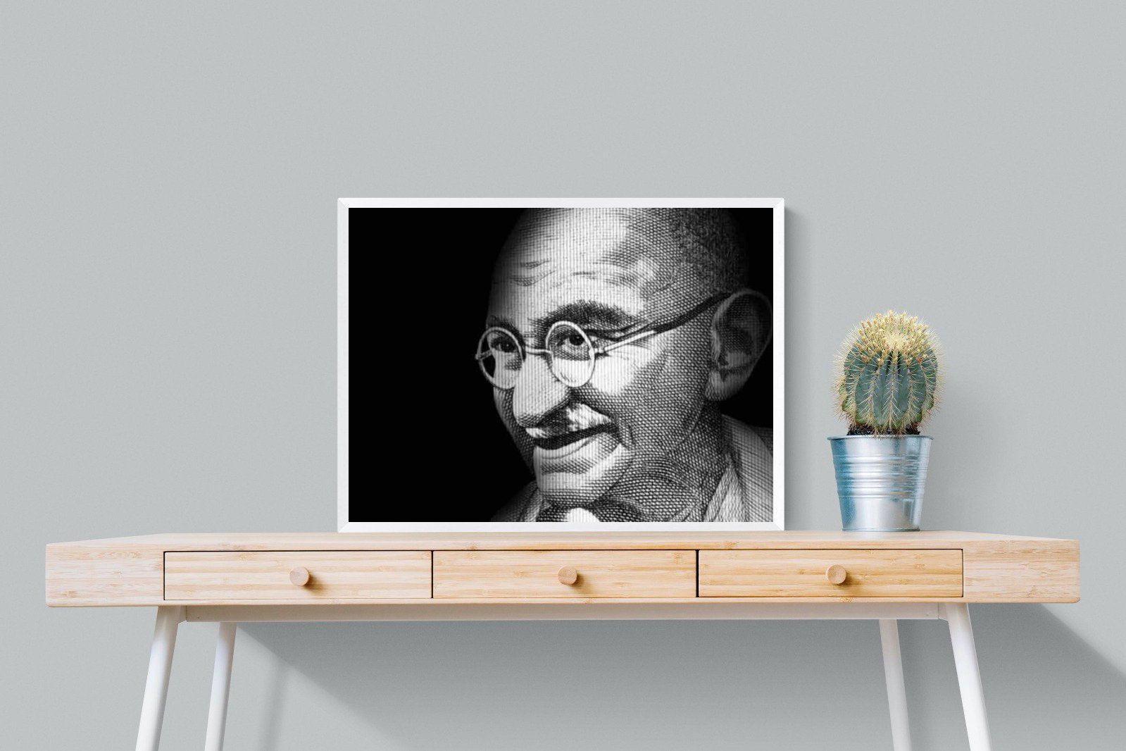 Ghandi-Wall_Art-80 x 60cm-Mounted Canvas-White-Pixalot