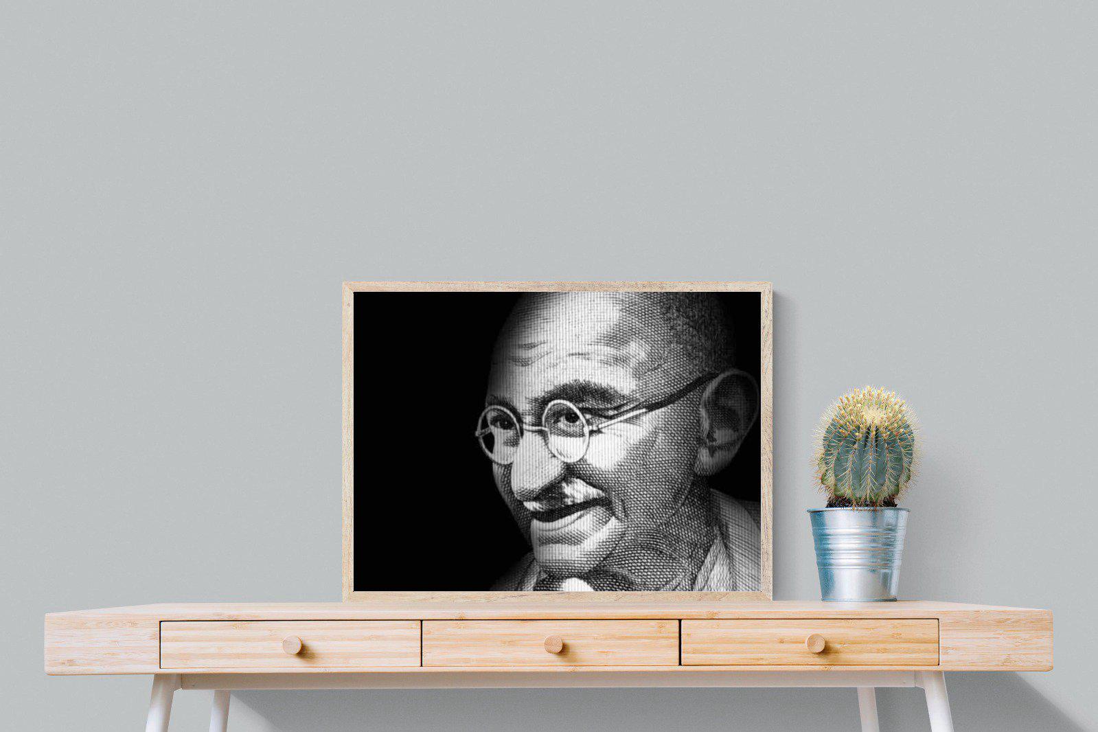 Ghandi-Wall_Art-80 x 60cm-Mounted Canvas-Wood-Pixalot