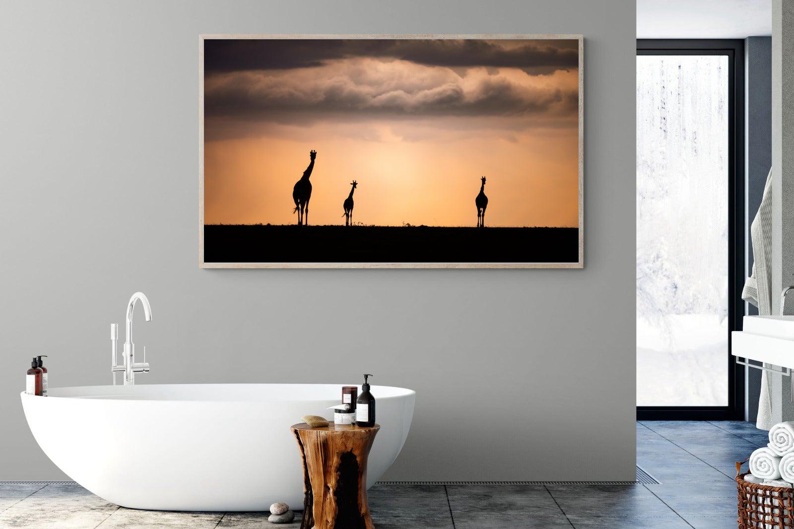 Giraffe Silhouette-Wall_Art-180 x 110cm-Mounted Canvas-Wood-Pixalot