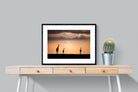 Giraffe Silhouette-Wall_Art-80 x 60cm-Framed Print-Black-Pixalot