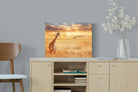 Giraffe Sunset-Wall_Art-60 x 45cm-Mounted Canvas-No Frame-Pixalot