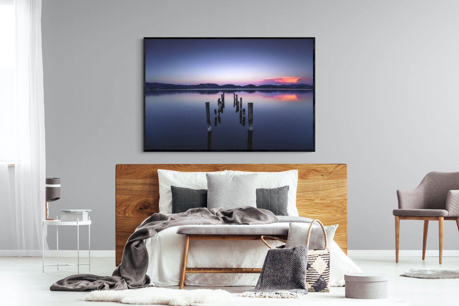 Glassy Lake-Wall_Art-150 x 100cm-Mounted Canvas-Black-Pixalot