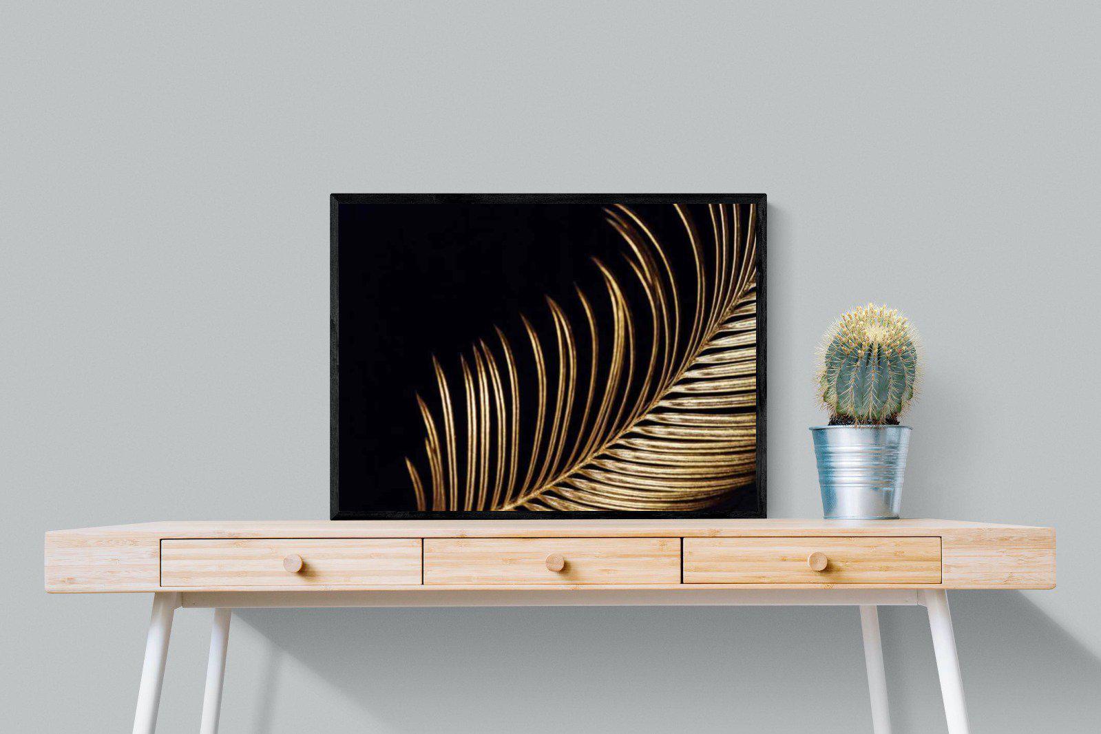 Gold Frond-Wall_Art-80 x 60cm-Mounted Canvas-Black-Pixalot