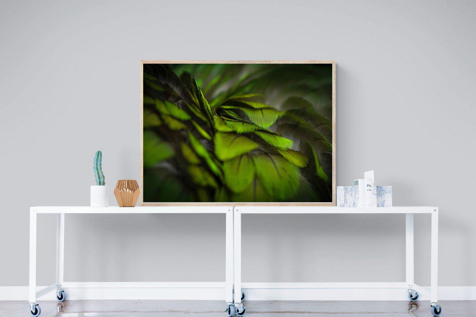 Green Feathers-Wall_Art-120 x 90cm-Mounted Canvas-Wood-Pixalot