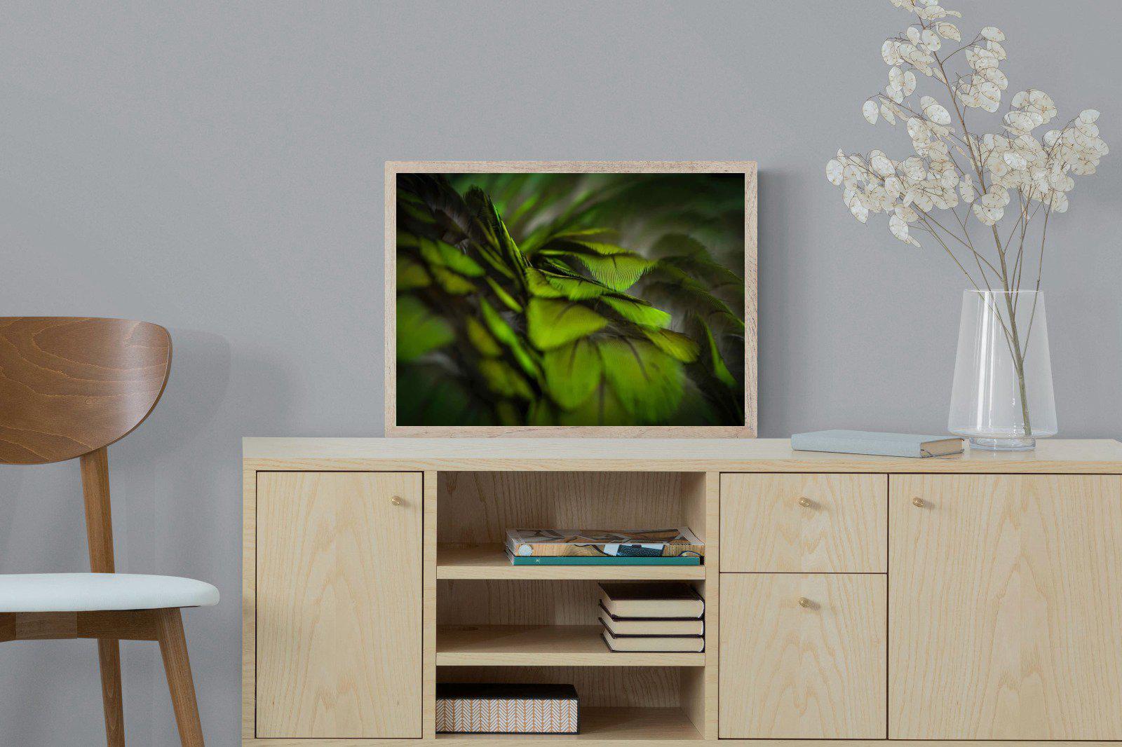 Green Feathers-Wall_Art-60 x 45cm-Mounted Canvas-Wood-Pixalot