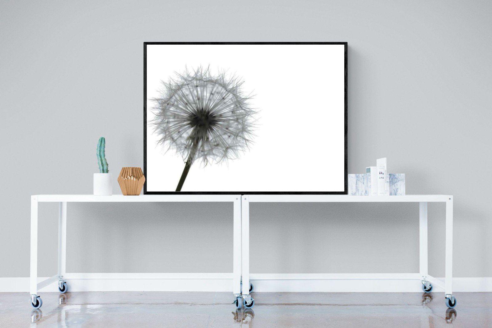 Grey Dandelion-Wall_Art-120 x 90cm-Mounted Canvas-Black-Pixalot