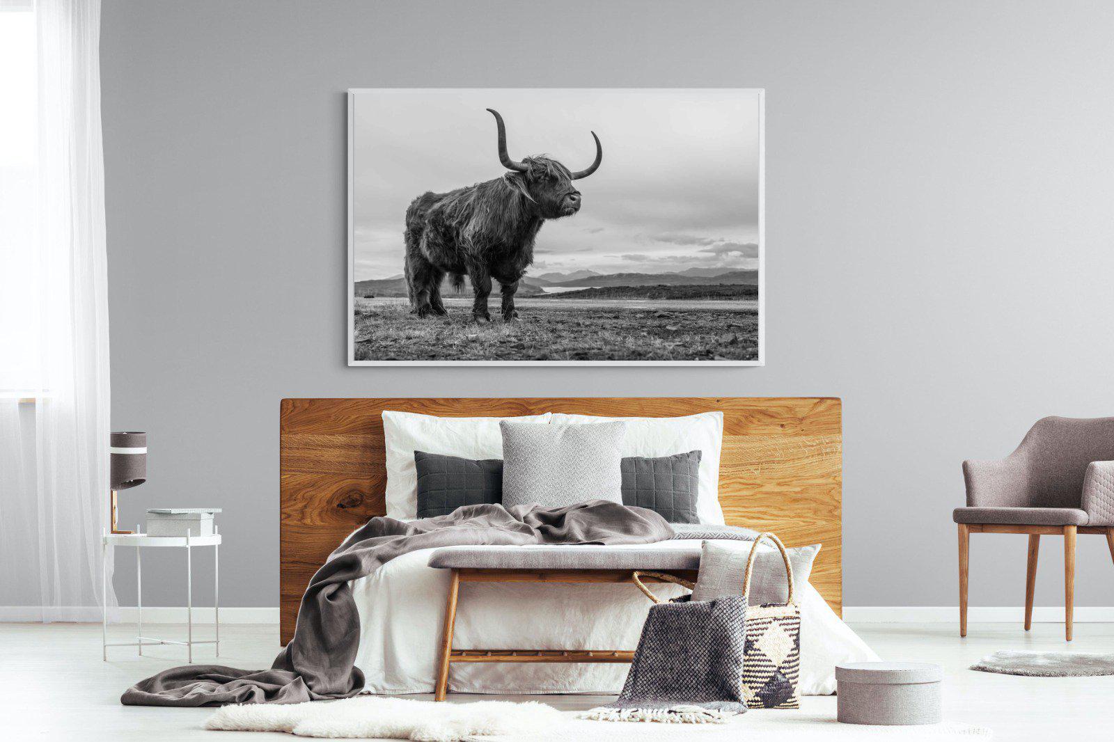 Highland Cow-Wall_Art-150 x 100cm-Mounted Canvas-White-Pixalot