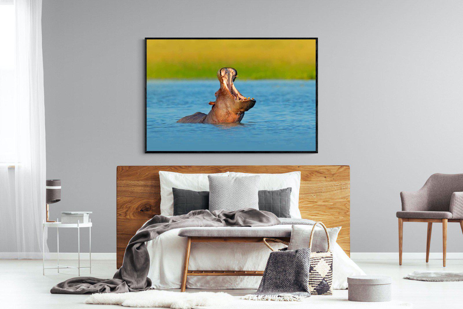 Hippo-Wall_Art-150 x 100cm-Mounted Canvas-Black-Pixalot