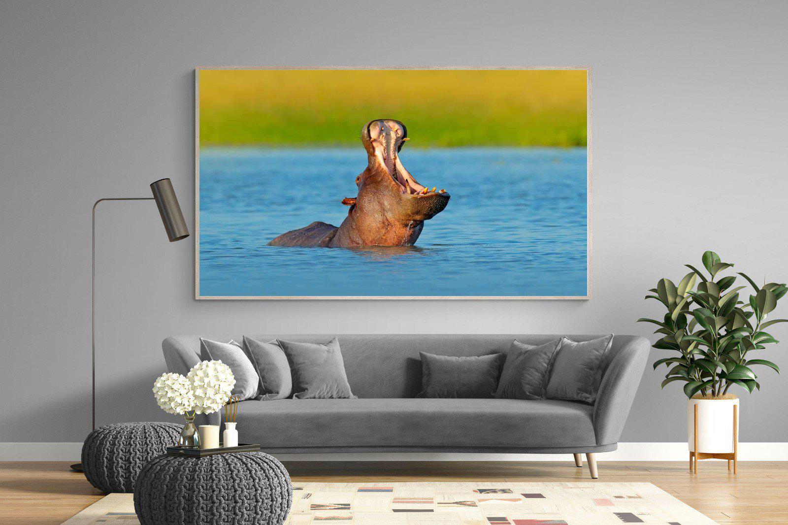 Hippo-Wall_Art-220 x 130cm-Mounted Canvas-Wood-Pixalot