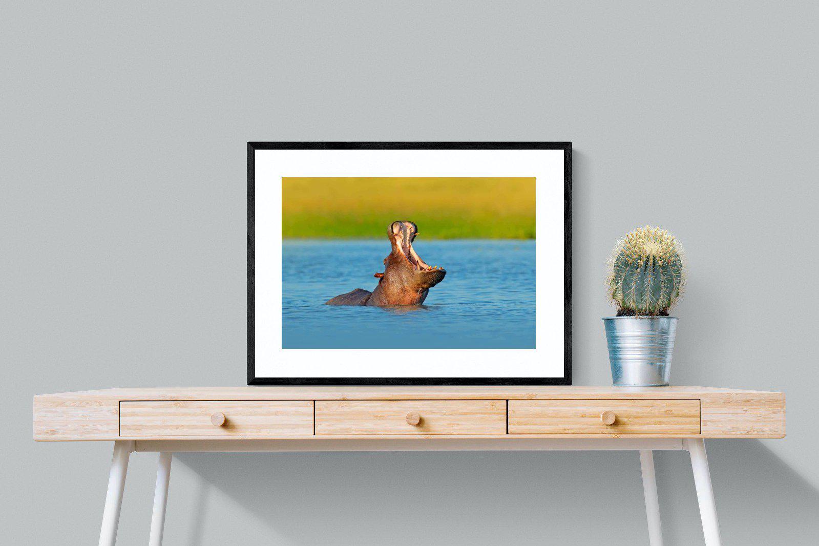 Hippo-Wall_Art-80 x 60cm-Framed Print-Black-Pixalot