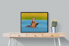 Hippo-Wall_Art-80 x 60cm-Mounted Canvas-Black-Pixalot