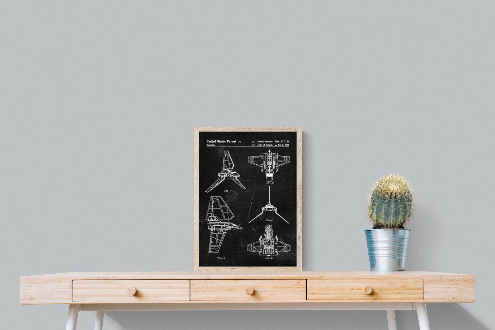 Imperial Shuttle Blueprint-Wall_Art-45 x 60cm-Mounted Canvas-Wood-Pixalot