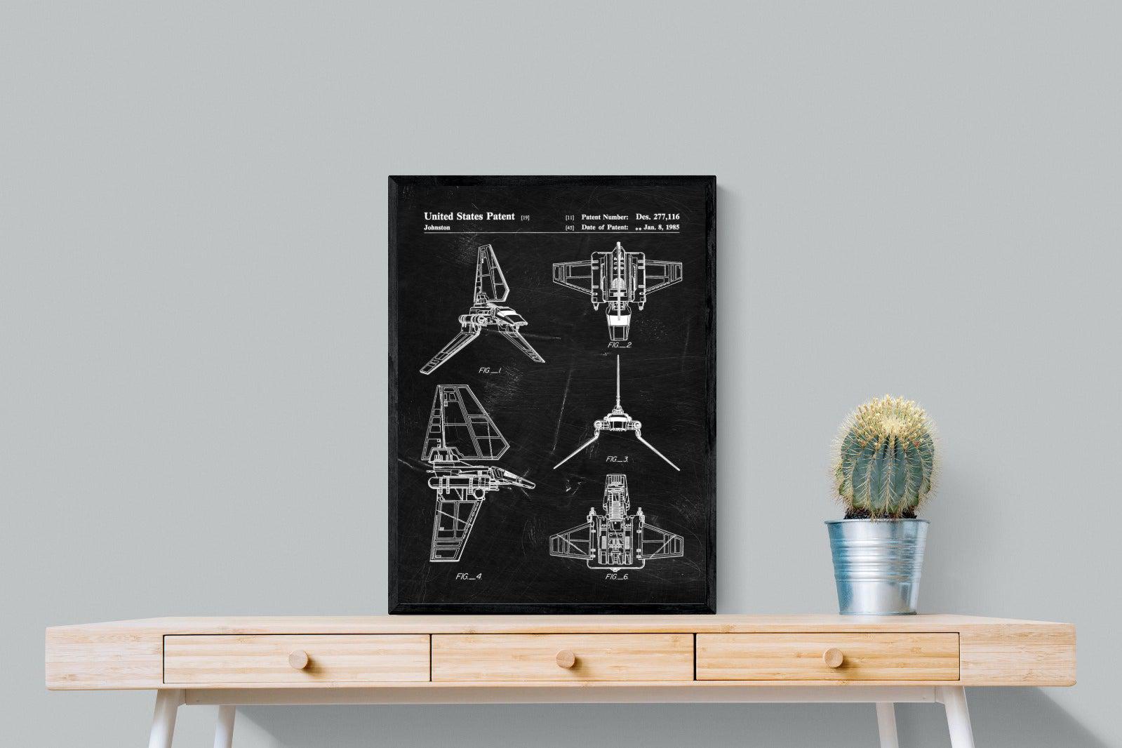 Imperial Shuttle Blueprint-Wall_Art-60 x 80cm-Mounted Canvas-Black-Pixalot