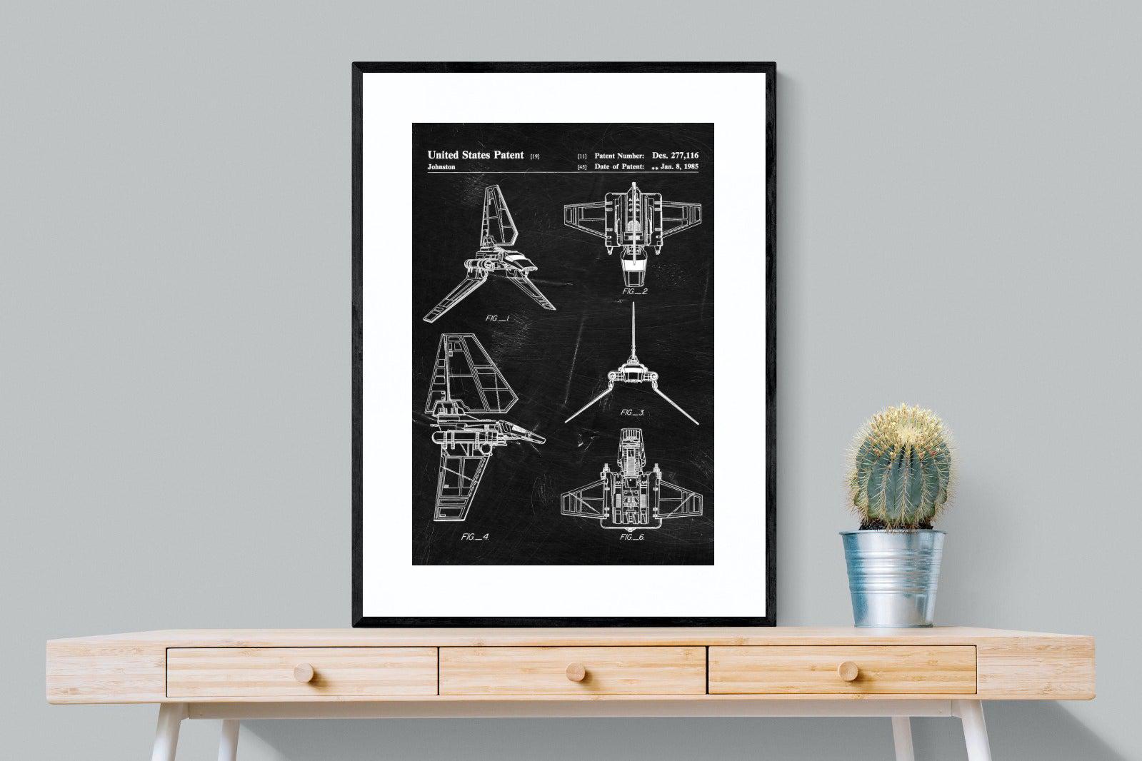 Imperial Shuttle Blueprint-Wall_Art-75 x 100cm-Framed Print-Black-Pixalot