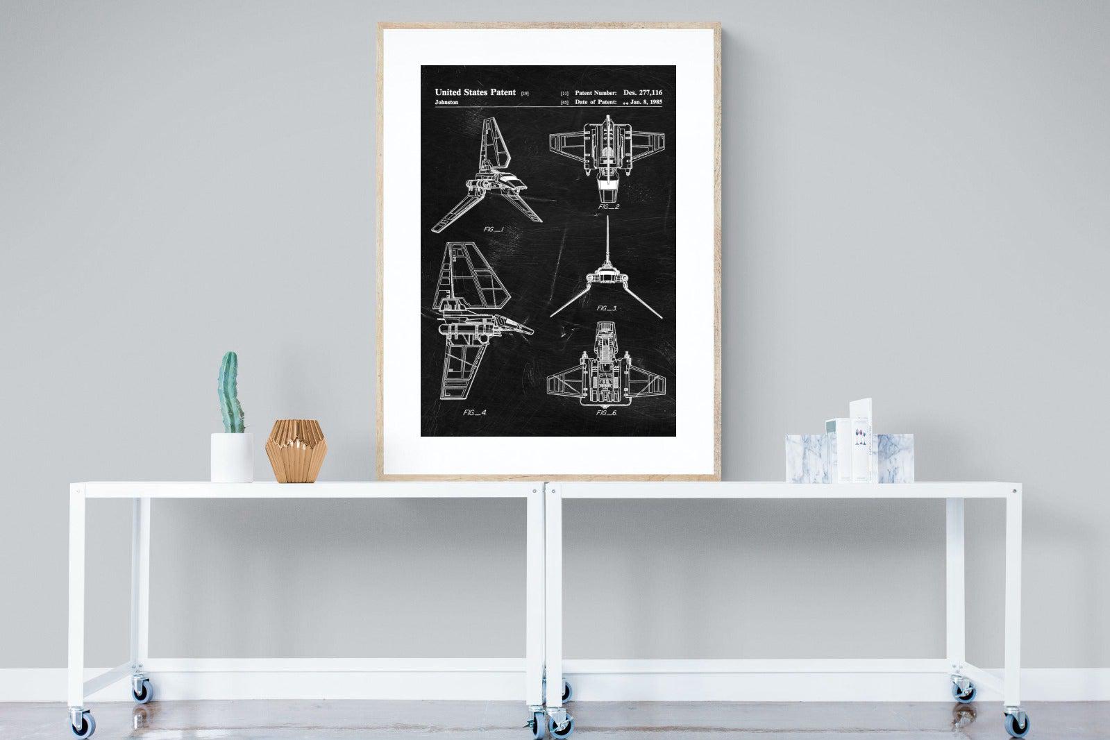 Imperial Shuttle Blueprint-Wall_Art-90 x 120cm-Framed Print-Wood-Pixalot