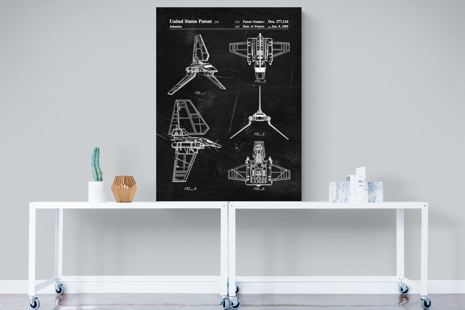 Imperial Shuttle Blueprint-Wall_Art-90 x 120cm-Mounted Canvas-No Frame-Pixalot