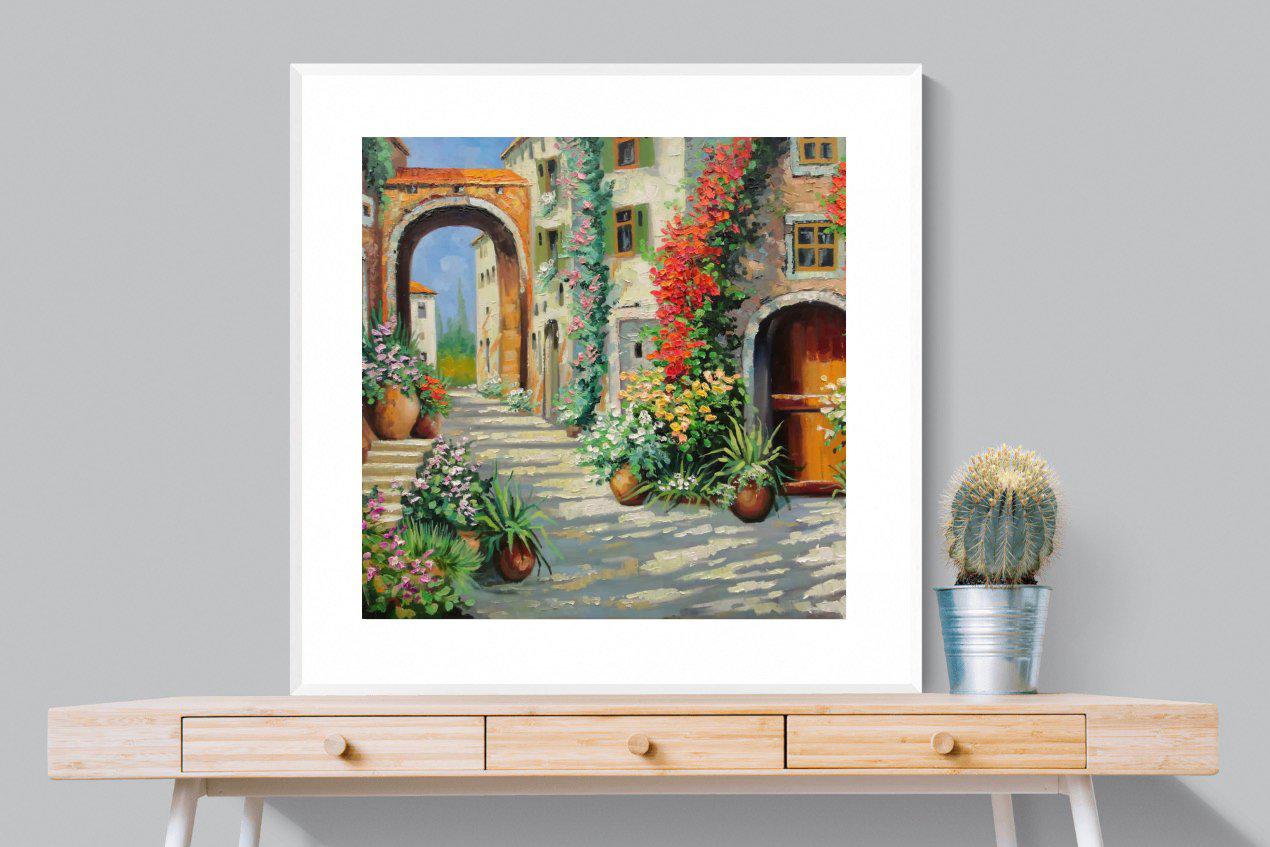 Italian Oil-Wall_Art-100 x 100cm-Framed Print-White-Pixalot