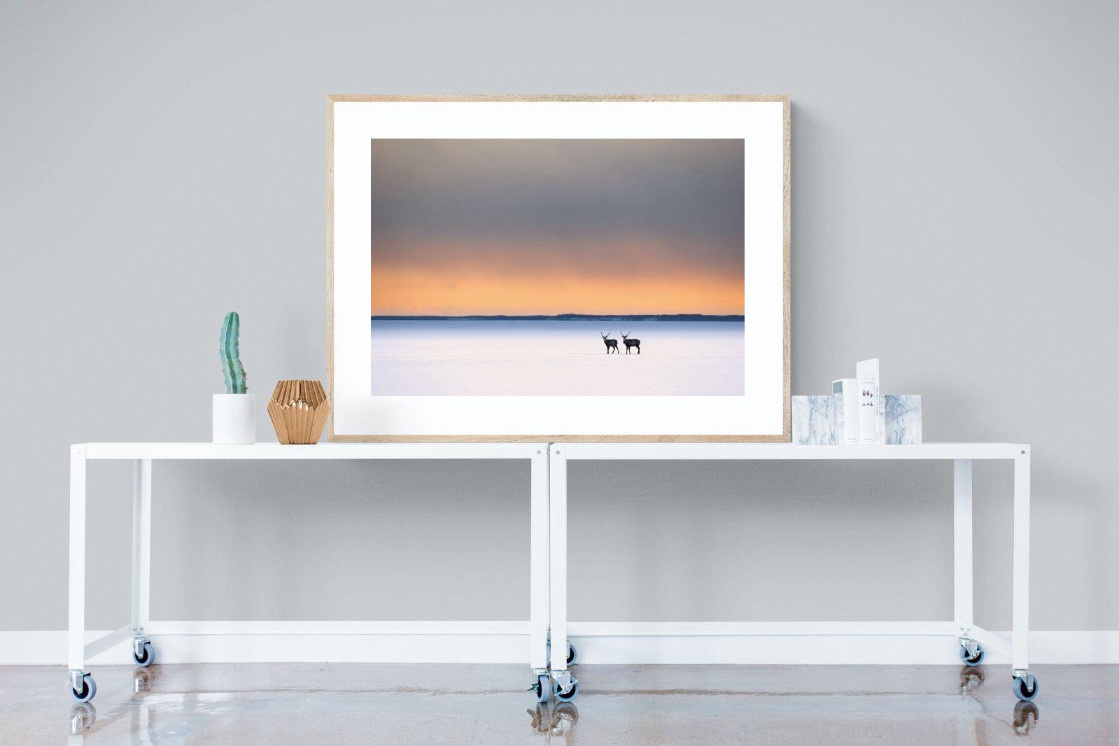 Japanese Deer-Wall_Art-120 x 90cm-Framed Print-Wood-Pixalot