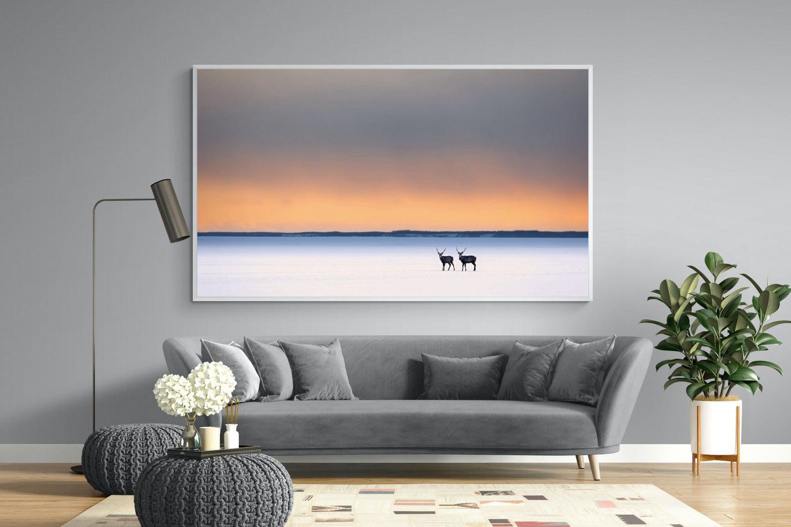 Japanese Deer-Wall_Art-220 x 130cm-Mounted Canvas-White-Pixalot