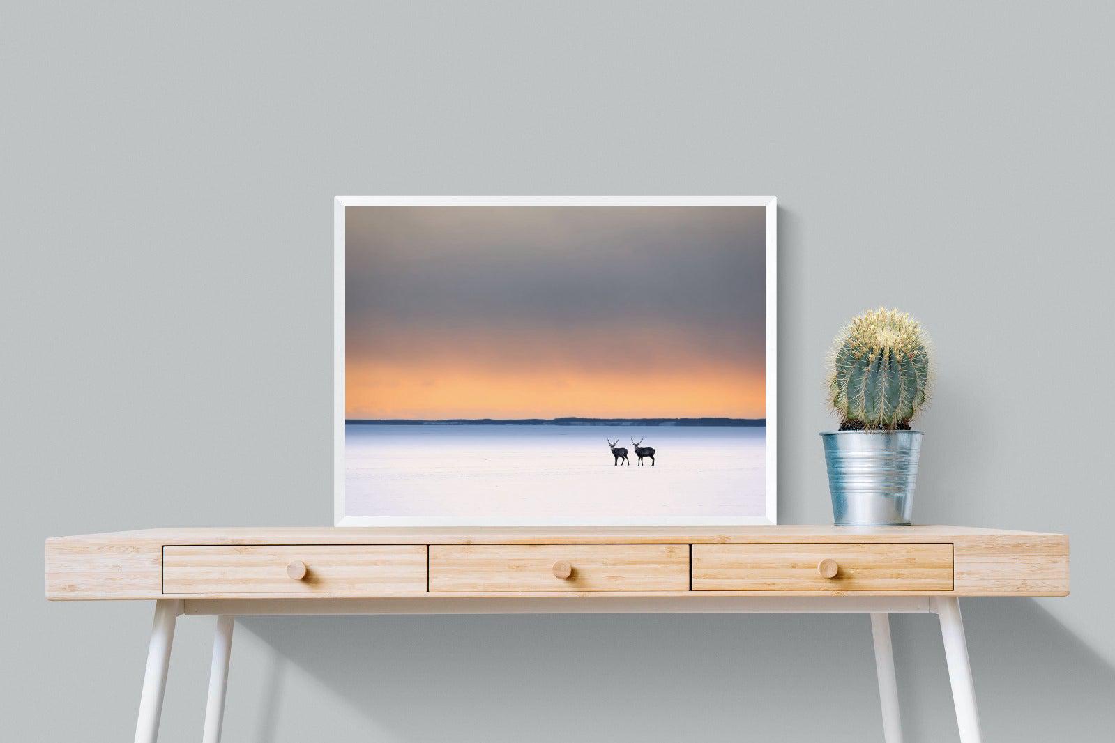 Japanese Deer-Wall_Art-80 x 60cm-Mounted Canvas-White-Pixalot