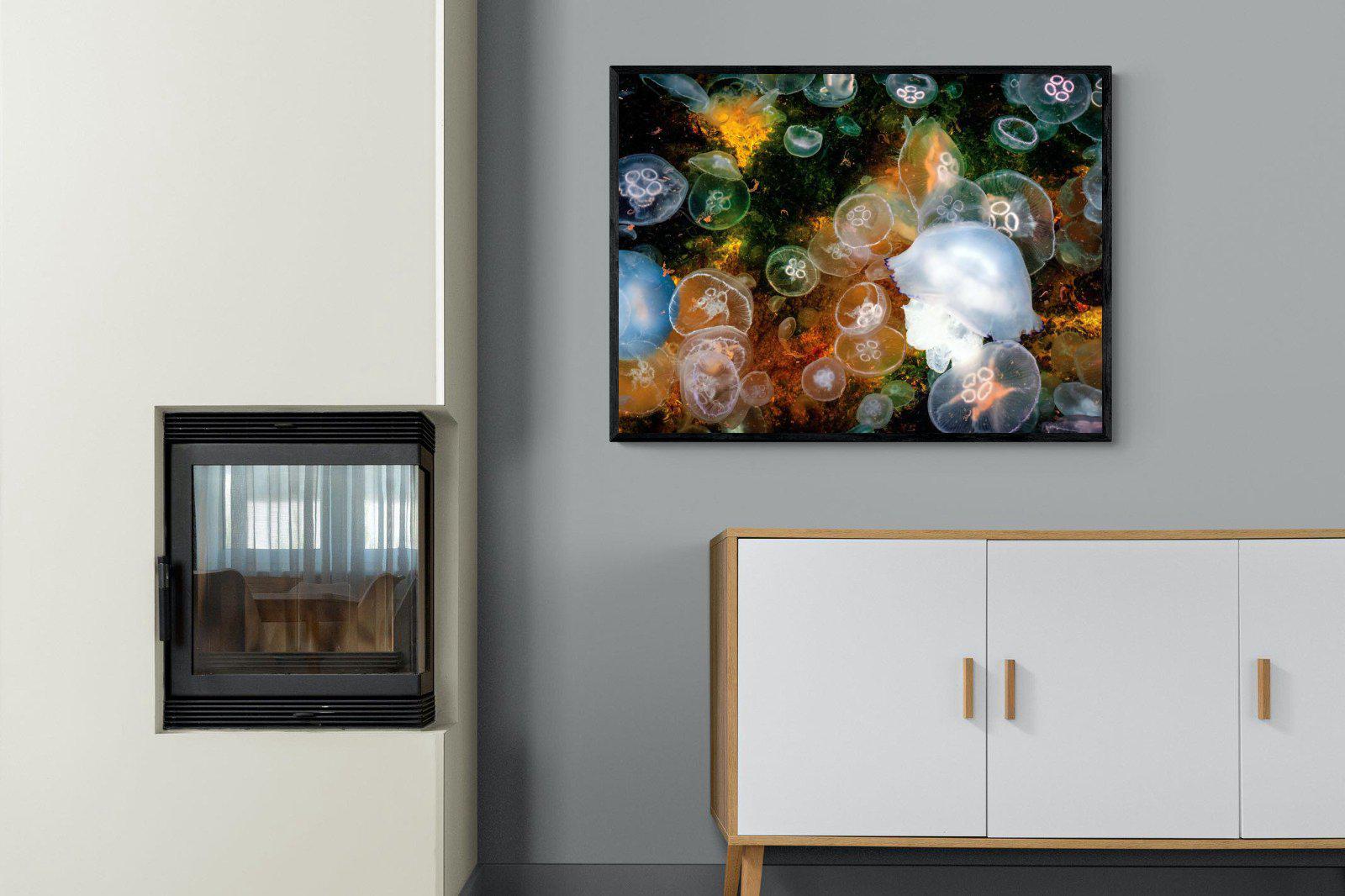 Jellyfish Smack-Wall_Art-100 x 75cm-Mounted Canvas-Black-Pixalot