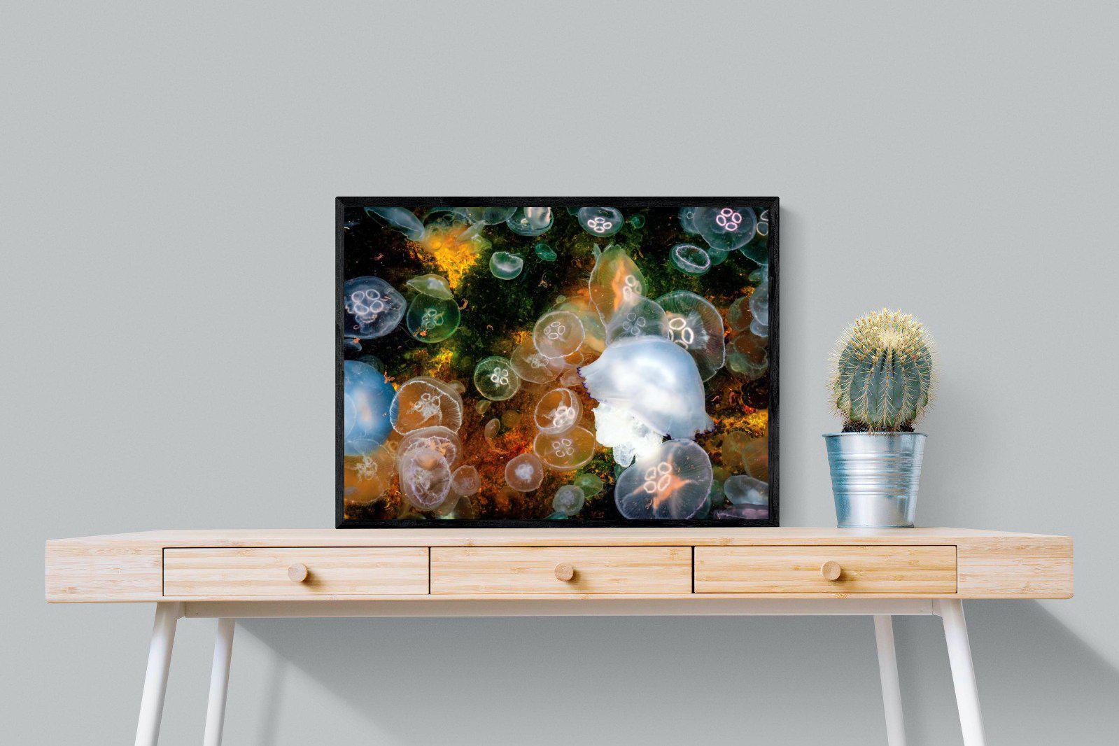 Jellyfish Smack-Wall_Art-80 x 60cm-Mounted Canvas-Black-Pixalot