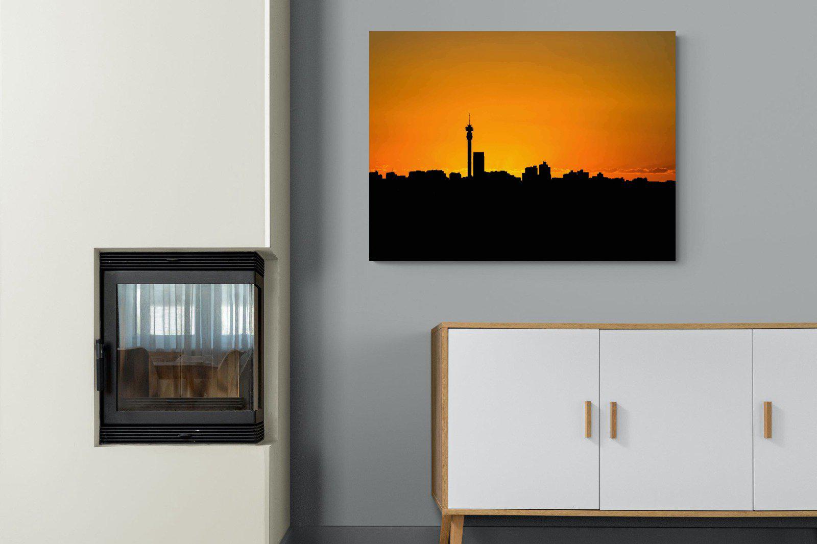 Johannesburg Silhouette-Wall_Art-100 x 75cm-Mounted Canvas-No Frame-Pixalot