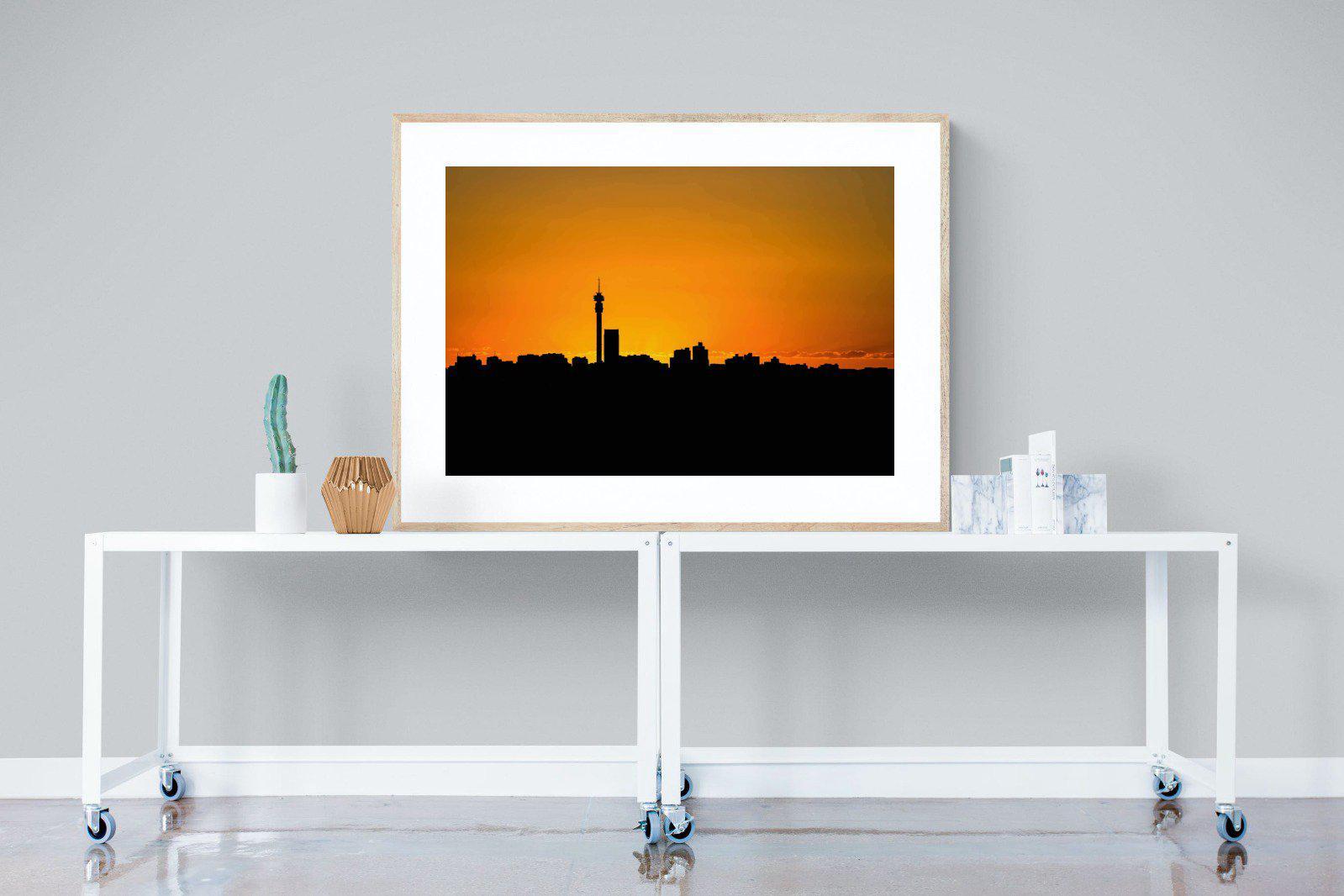 Johannesburg Silhouette-Wall_Art-120 x 90cm-Framed Print-Wood-Pixalot