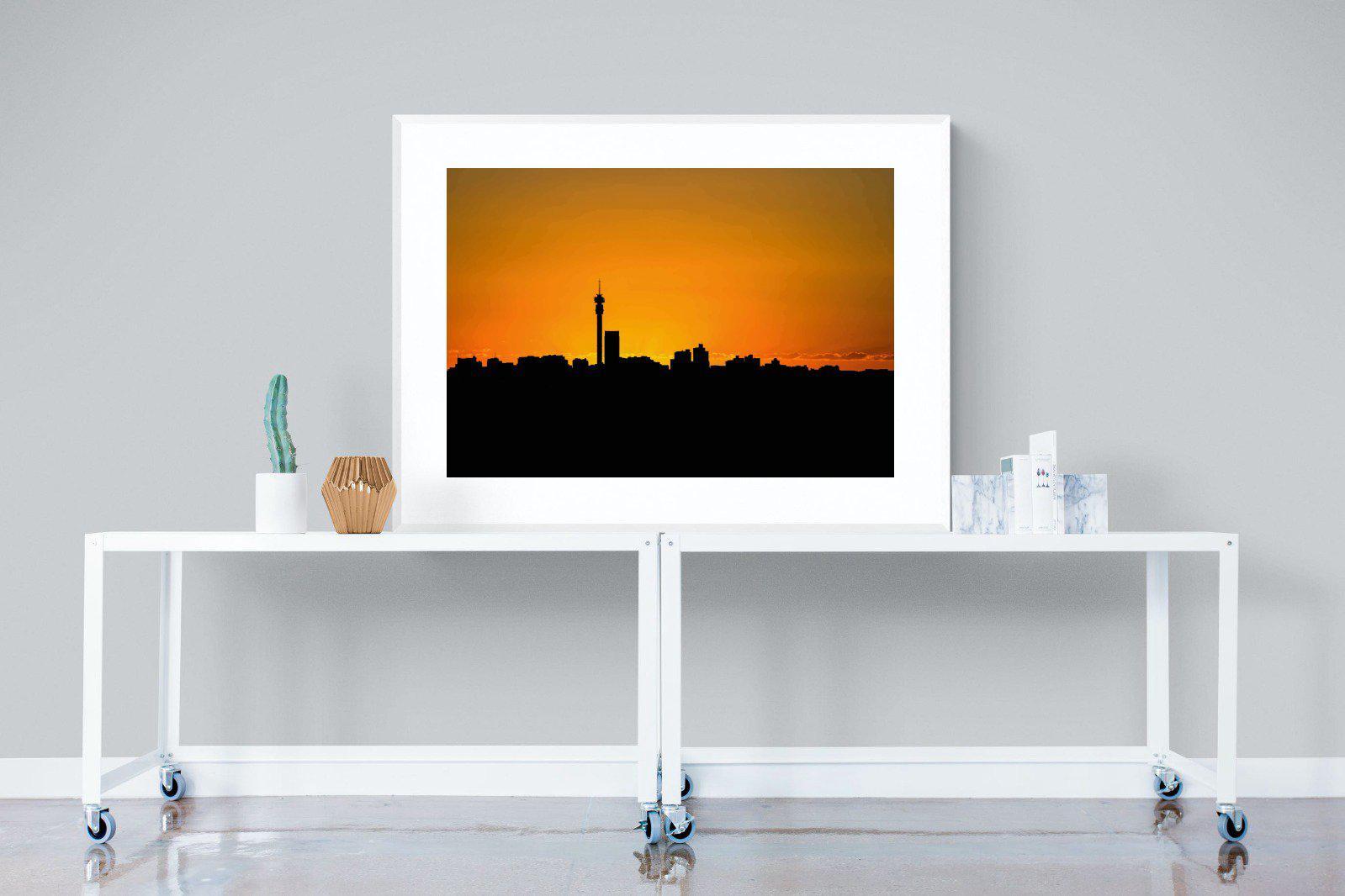 Johannesburg Silhouette-Wall_Art-120 x 90cm-Framed Print-White-Pixalot