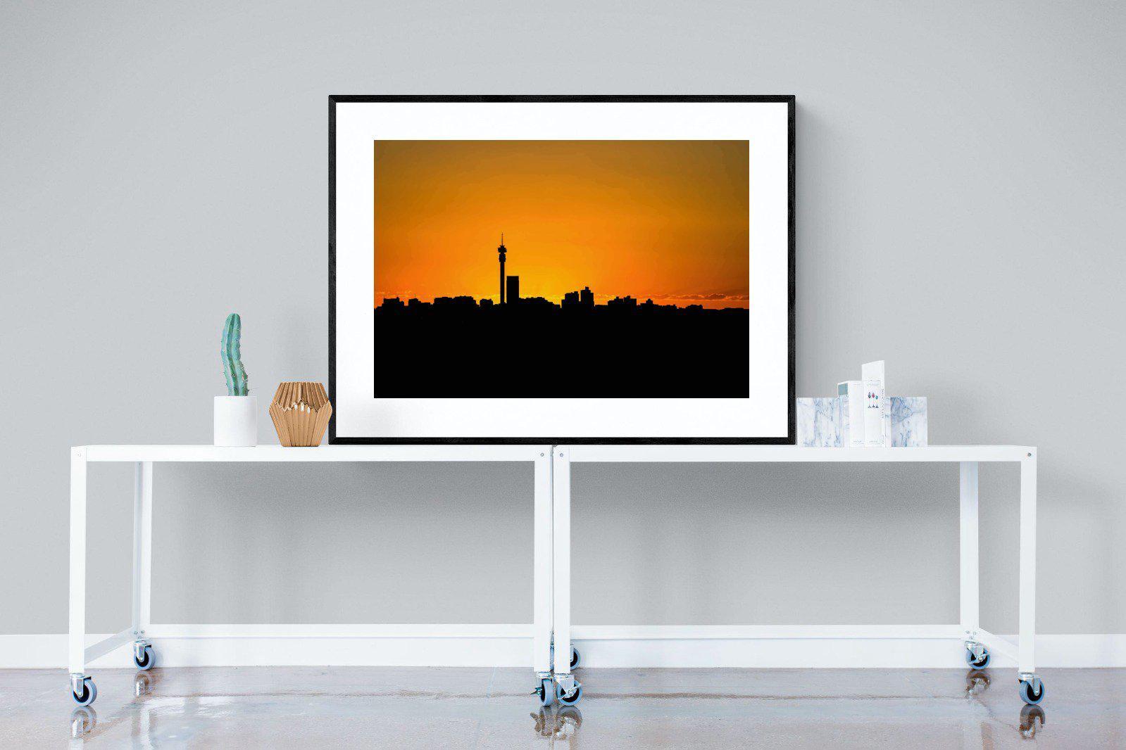 Johannesburg Silhouette-Wall_Art-120 x 90cm-Framed Print-Black-Pixalot