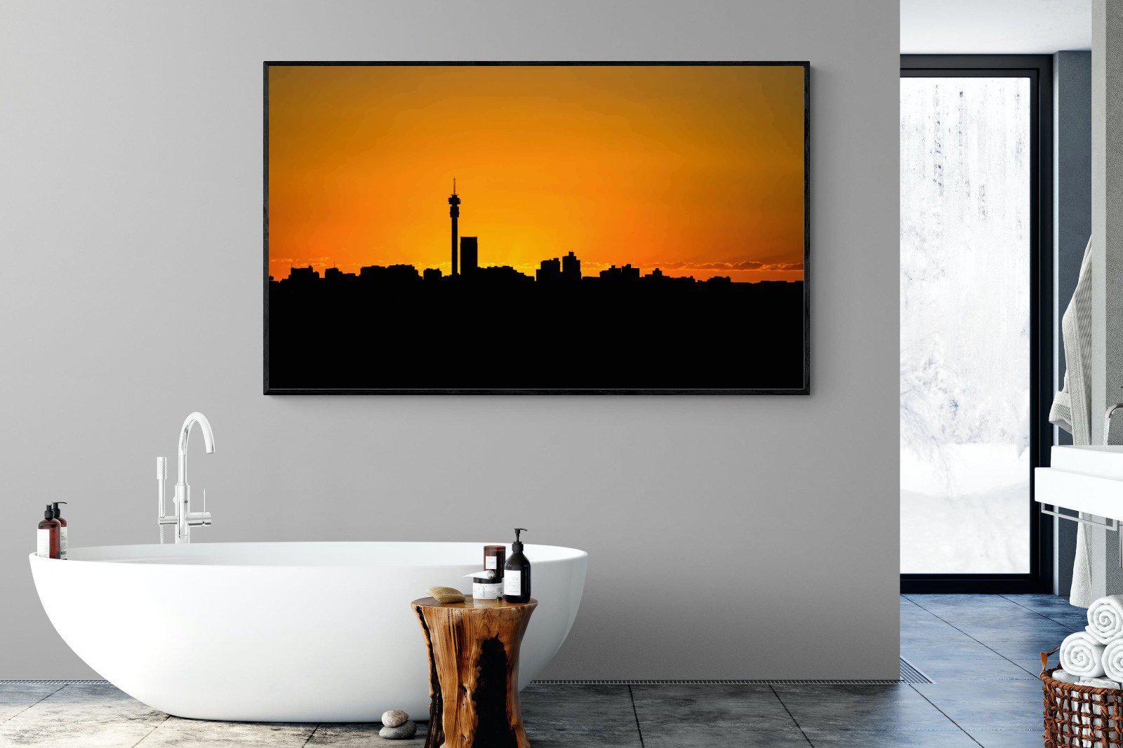 Johannesburg Silhouette-Wall_Art-180 x 110cm-Mounted Canvas-Black-Pixalot