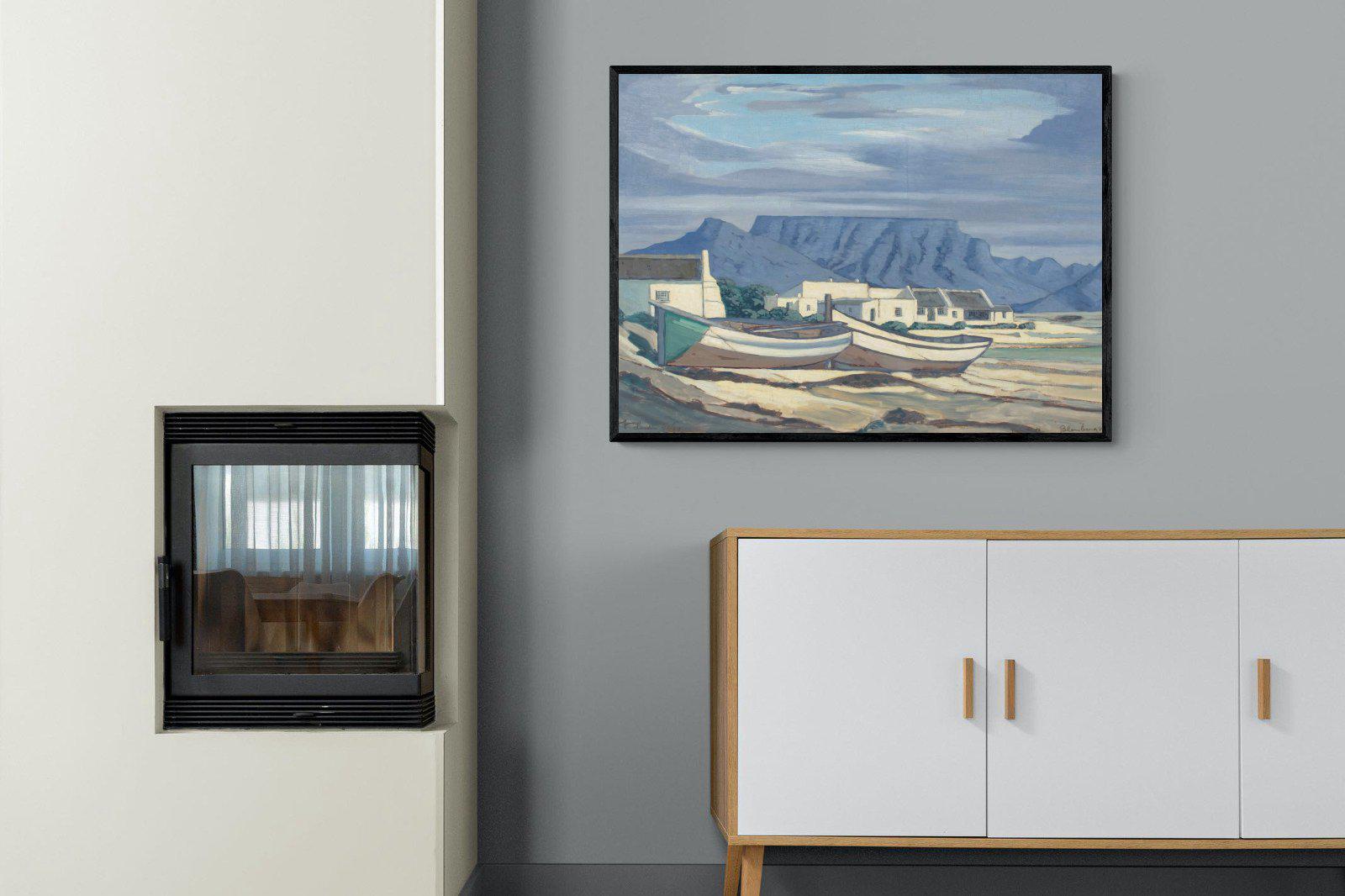 Kaap Bloubergstrand-Wall_Art-100 x 75cm-Mounted Canvas-Black-Pixalot