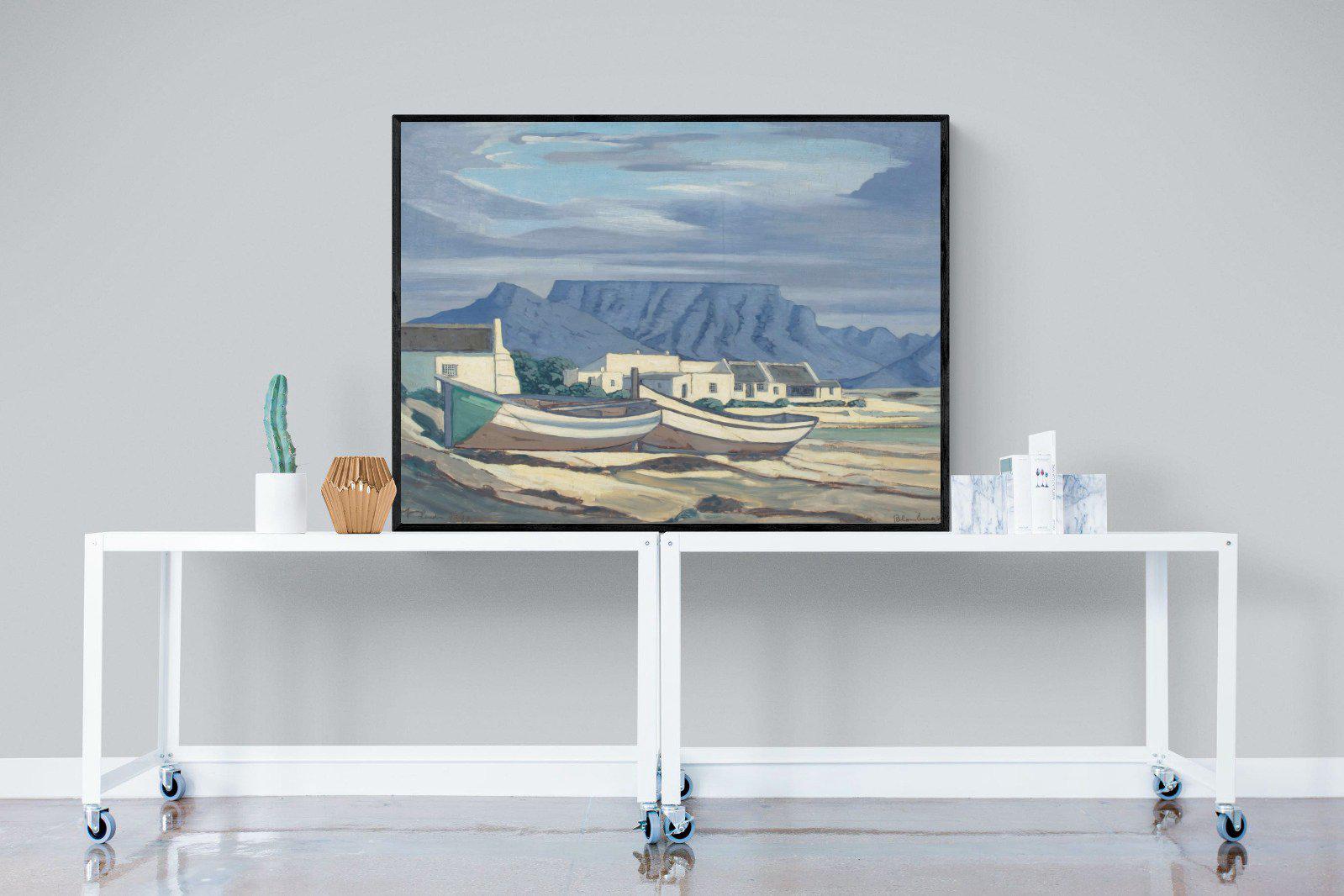 Kaap Bloubergstrand-Wall_Art-120 x 90cm-Mounted Canvas-Black-Pixalot