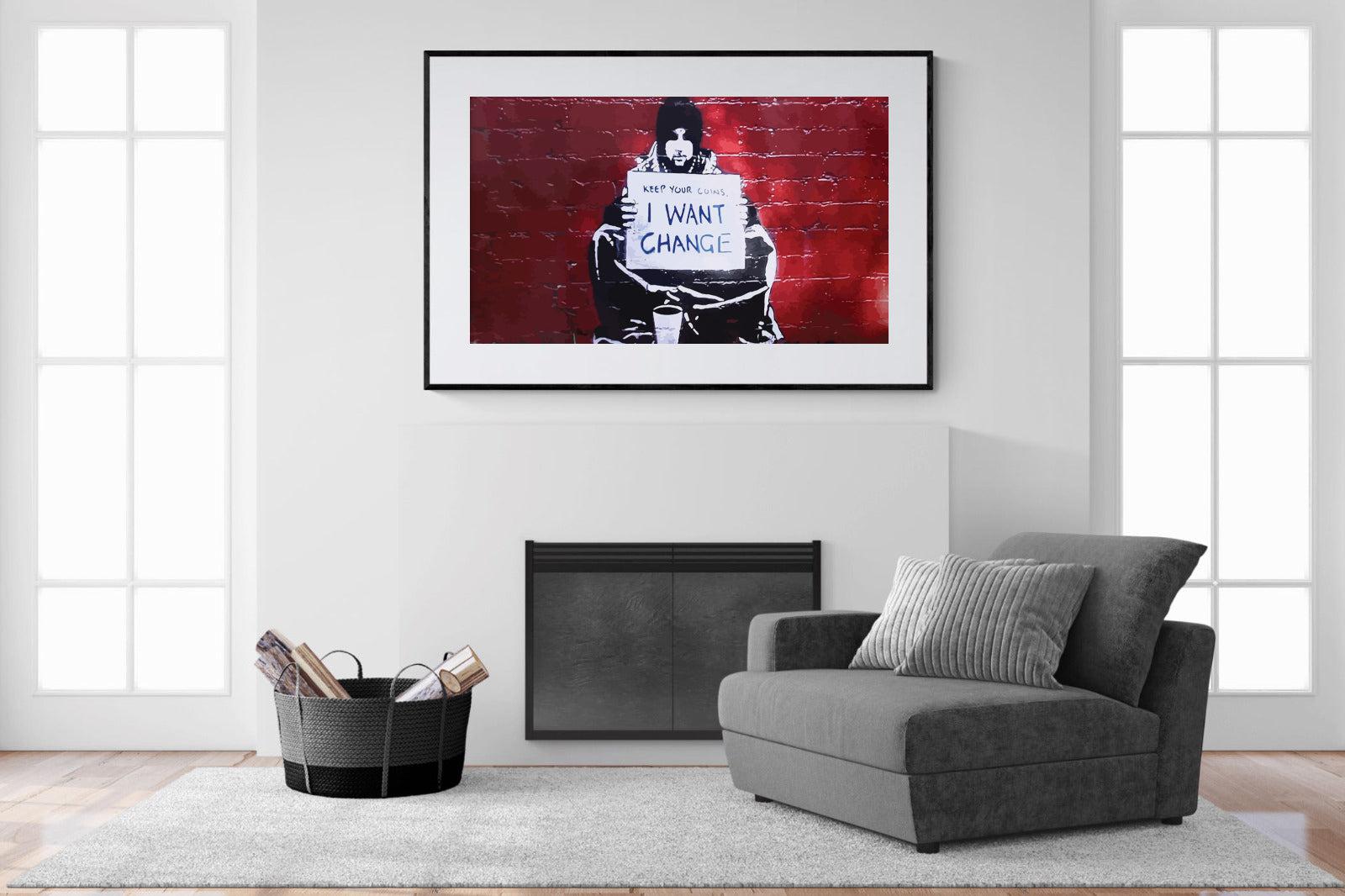 Keep Your Coins, I Want Change-Wall_Art-150 x 100cm-Framed Print-Black-Pixalot
