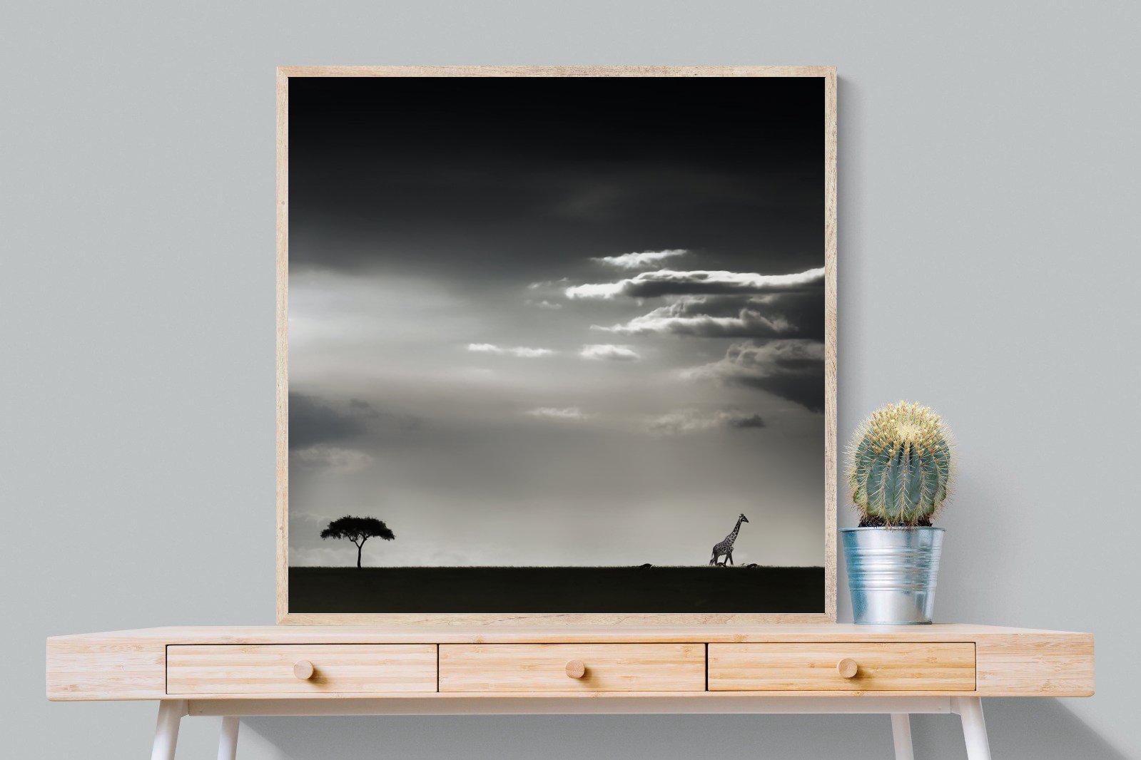 Kenyan Silhouette-Wall_Art-100 x 100cm-Mounted Canvas-Wood-Pixalot