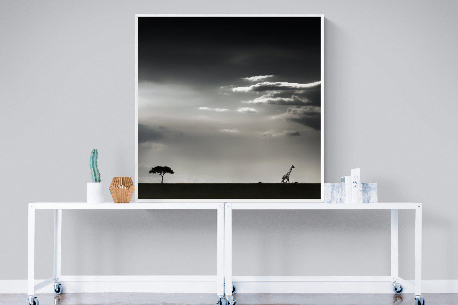 Kenyan Silhouette-Wall_Art-120 x 120cm-Mounted Canvas-White-Pixalot