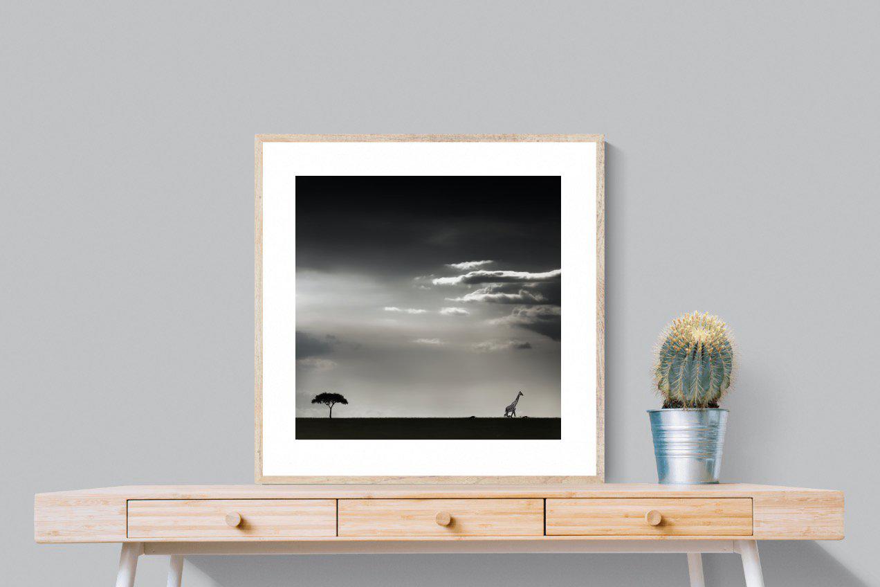 Kenyan Silhouette-Wall_Art-80 x 80cm-Framed Print-Wood-Pixalot