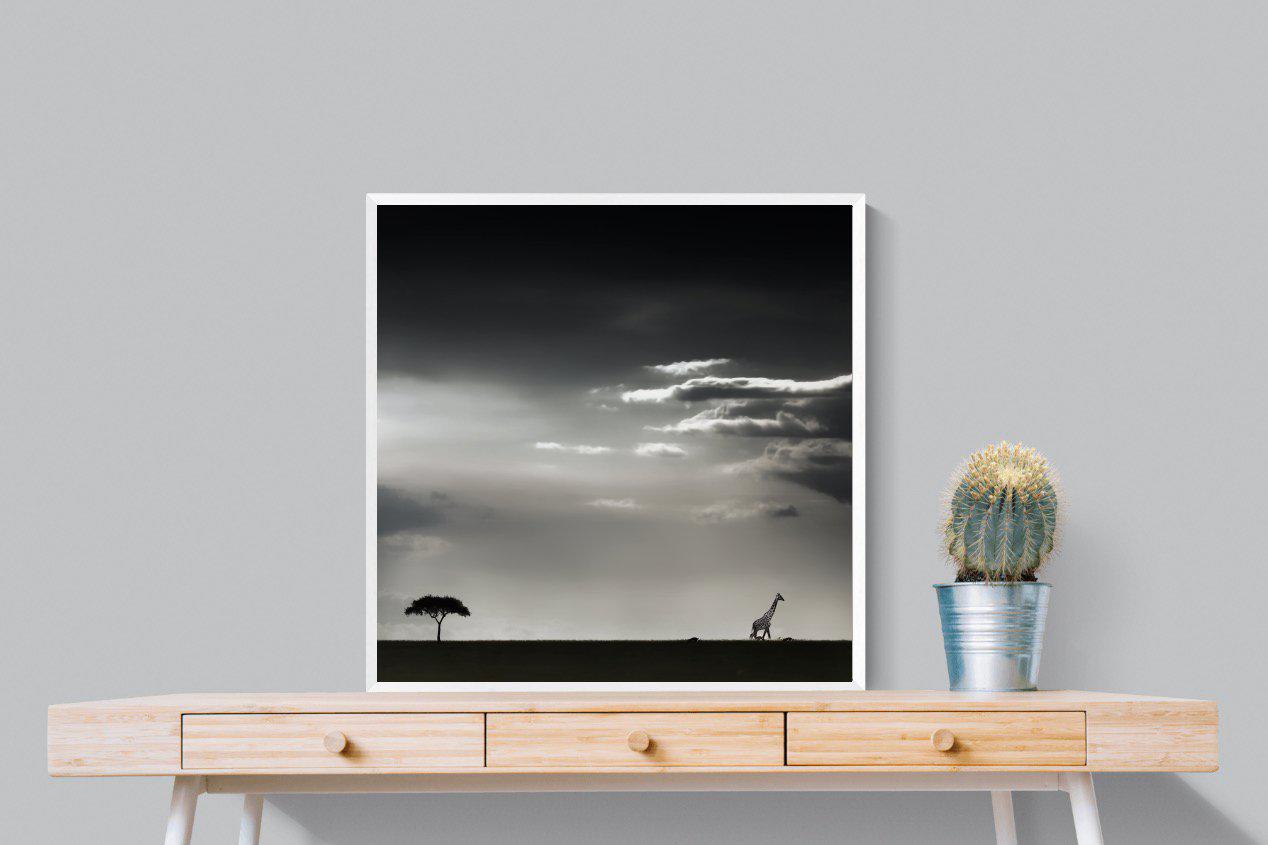 Kenyan Silhouette-Wall_Art-80 x 80cm-Mounted Canvas-White-Pixalot