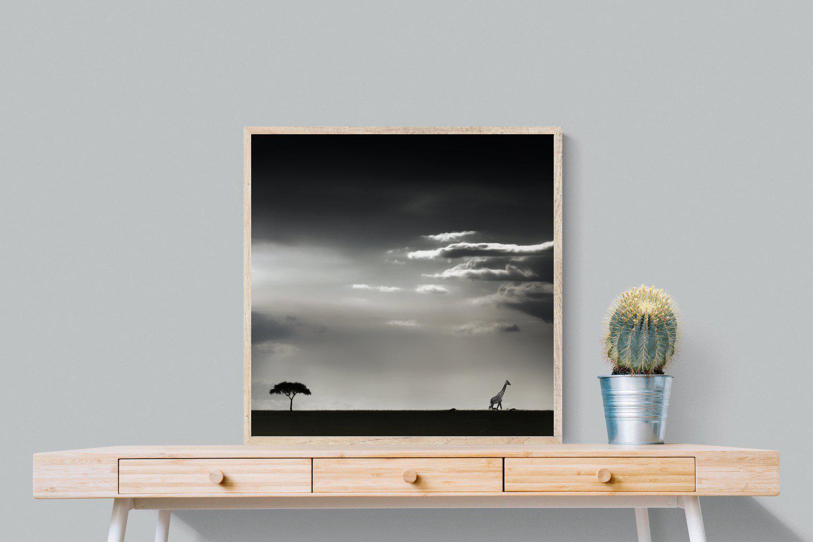 Kenyan Silhouette-Wall_Art-80 x 80cm-Mounted Canvas-Wood-Pixalot