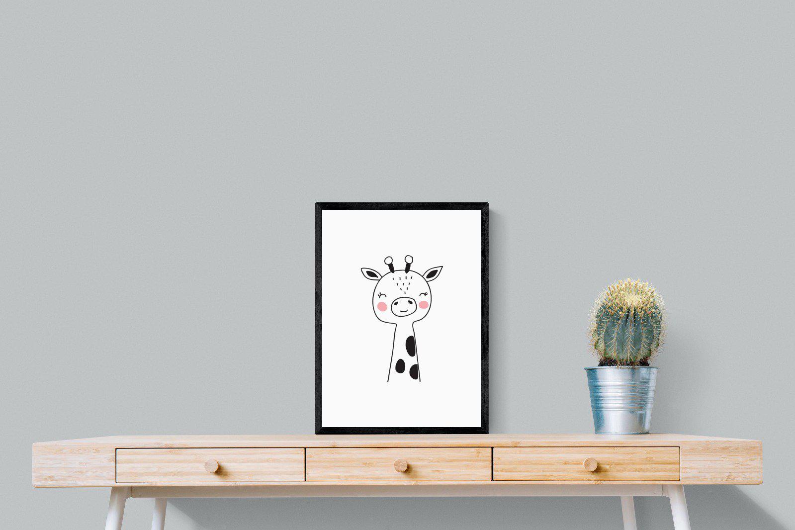 Kid's Giraffe-Wall_Art-45 x 60cm-Mounted Canvas-Black-Pixalot