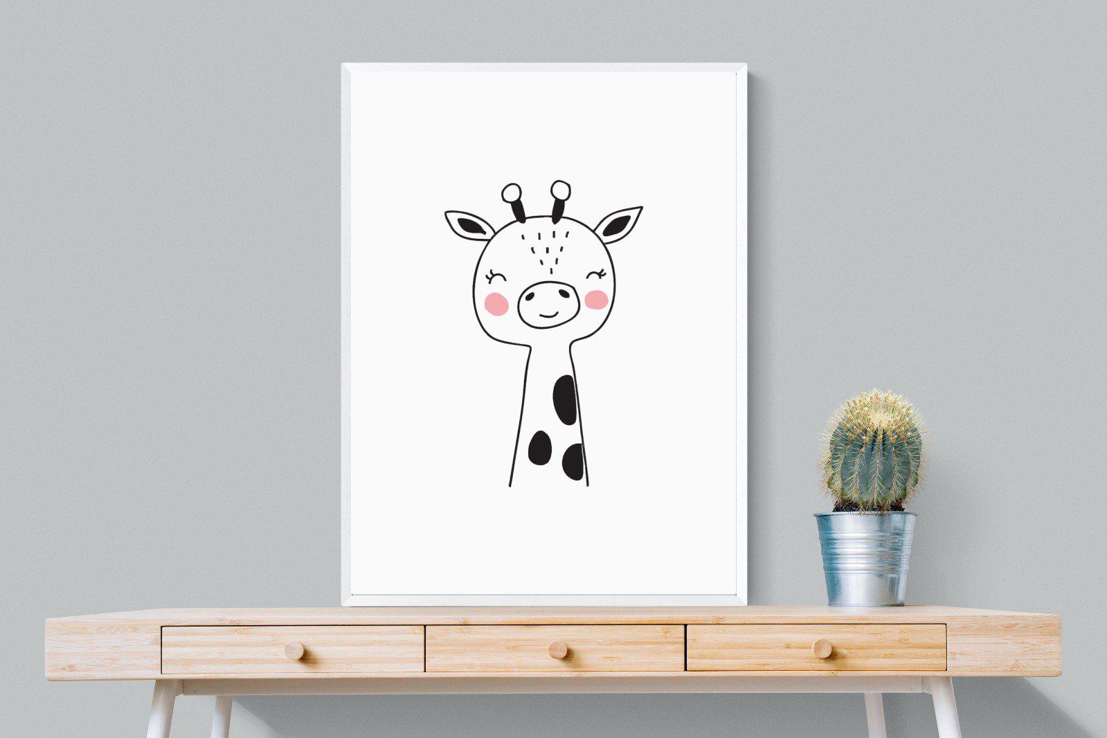 Kid's Giraffe-Wall_Art-75 x 100cm-Mounted Canvas-White-Pixalot