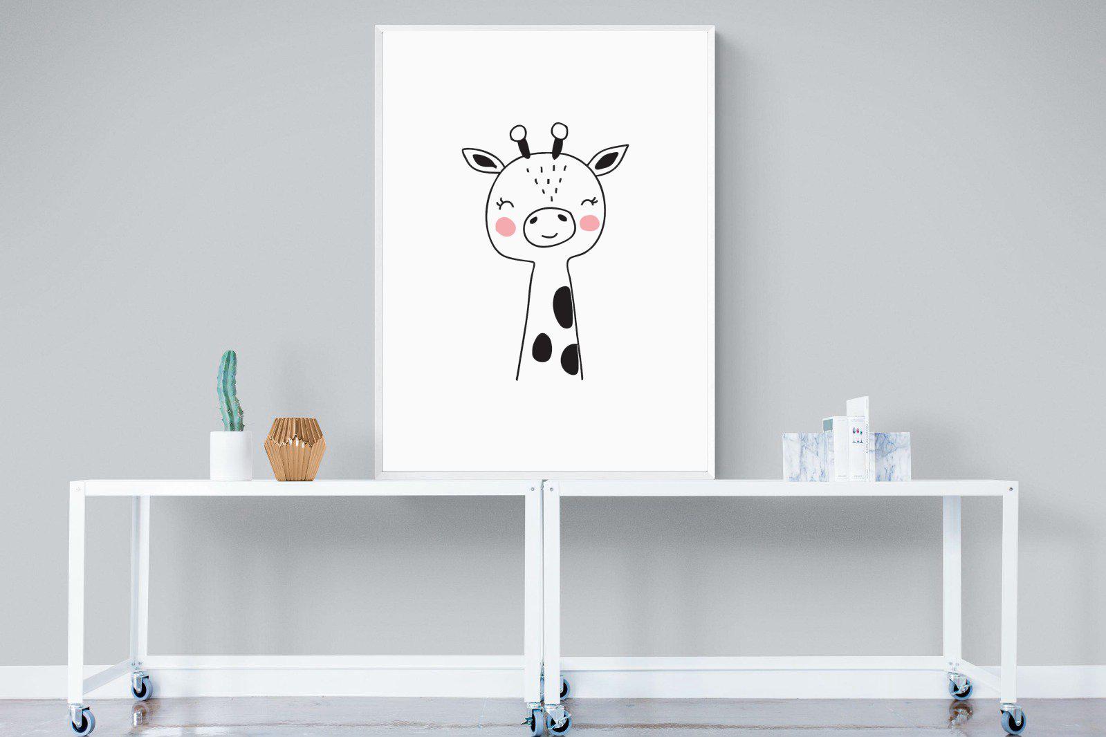 Kid's Giraffe-Wall_Art-90 x 120cm-Mounted Canvas-White-Pixalot