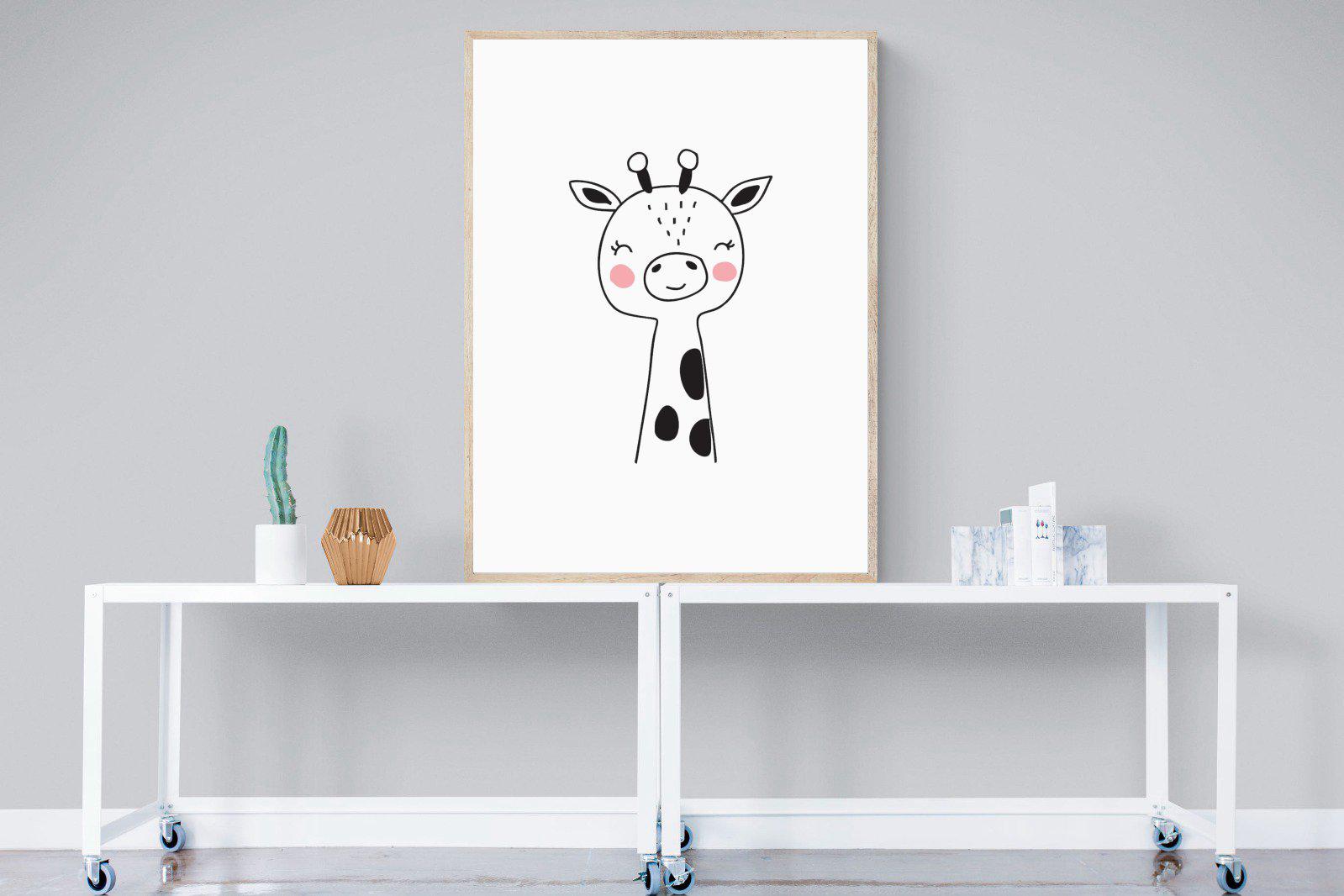 Kid's Giraffe-Wall_Art-90 x 120cm-Mounted Canvas-Wood-Pixalot